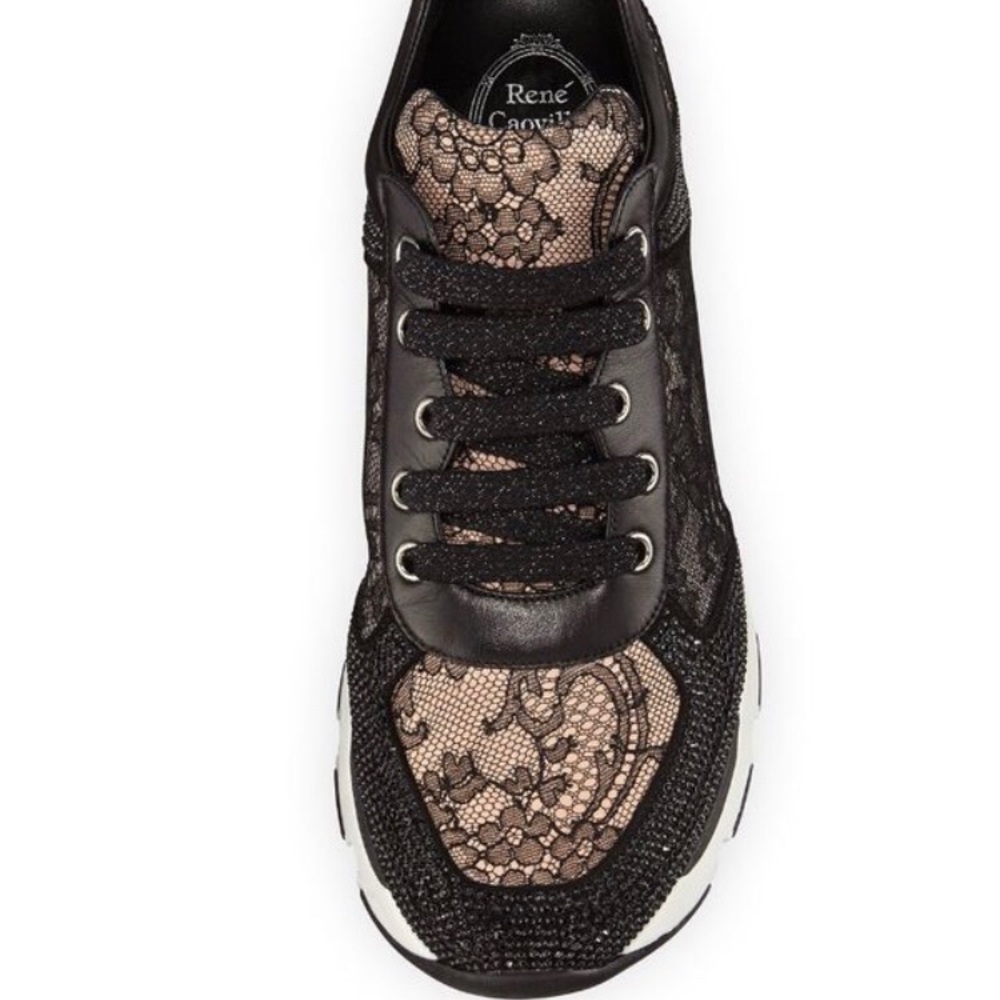 Rene Caovilla Crystal-Embellished Lace Shoes
